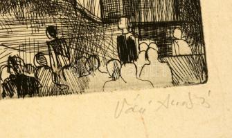 Váci András (1926- ): Ünnepi játékok. Rézkarc, karton, jelzett, foltos, 29×39 cm