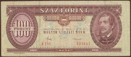 1984. 100Ft bankjegy mérete átlagosnál jóval nagyobb, első aláírás a második számnál kezdődik! T:II-