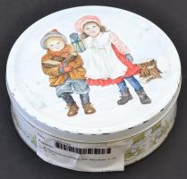 11 db Régi karácsonyfadísz, fém dobozban, d: 19 cm, m: 6 cm