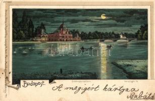 Budapest XIV. Városligeti tó, este, Regel &amp; Krug No. 1888. litho (EK)