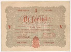 1848. 5Ft Kossuth bankó vörösesbarna T:III szép papír
