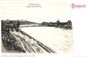 Budapest, Eskütéri (Erzsébet királyné) híd, litho