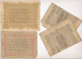 1848. 5Ft "Kossuth bankó" vörösesbarna + 1848. 10Ft + 1848. 100Ft T:III-V