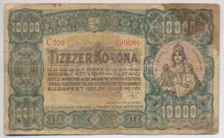 1923. 10.000K "Magyar Pénzjegynyomda Rt. Budapest" T:III- fo