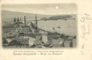 1898 Budapest, Buda és Margit sziget látképe, Rigler litho