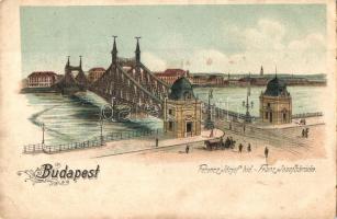 Budapest, Ferenc József híd, litho (ázott / wet damage)