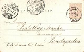 1899 Piliscsaba, Látkép, katonai tábor, északi és déli barakk, Blau Albert litho (kopott sarkak / wo...