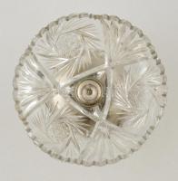 Ezüst (Ag.) art deco talpas kínáló párban ( 2db) csiszolt ólomkristállyal, jelzett, mesterjeggyel,  ...