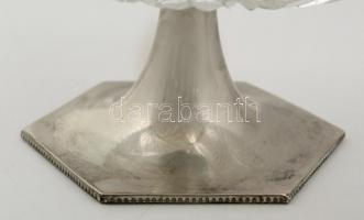 Ezüst (Ag.) art deco talpas kínáló párban ( 2db) csiszolt ólomkristállyal, jelzett, mesterjeggyel,  ...