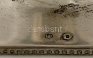 Ezüst (Ag.) art deco talpas kínáló párban ( 2db) csiszolt ólomkristállyal, jelzett, mesterjeggyel,  ...