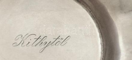 Ezüst (Ag.) "Kithytől" feliratú tálka, jelzett,  d:7 cm, nettó:36 g