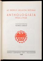 Az Erdélyi Helikon íróinak anthologiája 1924-1934. Szerk.: Kovács László. Kolozsvár, 1934, Erdélyi Szépmíves Céh. Kicsit kopott vászonkötésben, egyébként jó állapotban.