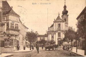 Győr, Erzsébet tér, templom, Treitner Ferenc üzlete