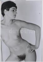 cca 1973 A kezdő és a profi modell, szolidan erotikus fotók, 3 db korabeli negatívról készült mai nagyítás, 25x18 cm / 3 erotic photos, 25x18 cm