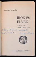 Komlós Aladár: Írók és elvek. Irodalmi tanulmányok. Bp., 1937, Nyugat. A szerző által dedikált példá...