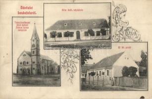 Laskafalu, Ceminac; Jézus szíve templom, plébánialak, katolikus népiskola / catholic church, parsonage, school, Art Nouveau (r)