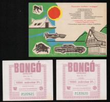 1990. "Bongó" sorsjegy (2x) sorszámkövetők + "BONGÓ Itt kapható!" plakát (205x28...