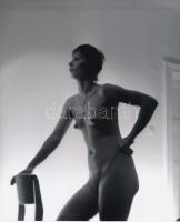 cca 1972 Műterembelsők a múltból, szolidan erotikus fotók, 3 db korabeli negatívról készült mai nagyítás, 25x18 cm / 3 erotic photos, 25x18 cm
