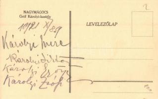 Nagymágocs, Gróf Károlyi kastély, hátoldalán Károlyi aláírásokkal