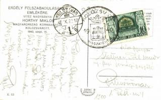 1940 Kolozsvár, Cluj; bevonulás, Horthy Miklós, Purgly Magdolna / entry of the Hungarian troops, Hor...