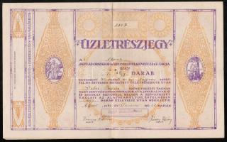 Alpár 1944. Az Országos Központi Hitelszövetkezet névre szóló üzletrészjegye Alpári Hitelszövetkezet bélyegzéssel, kézzel írt névértékkel és sorszámmal, szelvényekkel T:III