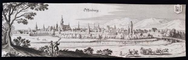 cca 1680 Offenburg német város. Jelzés nélküli rézmetszet /  cca 1680 Offenburg German city. Unsigned copper engraving. 32x10 cm