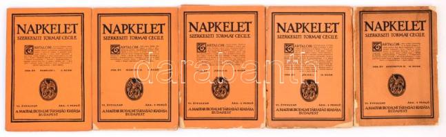 1928 Napkelet, 5 db (3,6,12,13,16 számok), Szerk.: Tormay Cecile, Bp., Magyar Irodalmi Társaság, változó állapotban