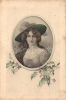 11 db RÉGI hölgy motívumos képeslap, néhány fotó / 11 pre-1945 lady-themed motive cards, few photos