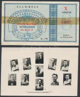1954 május 23. Angol-magyar labdarúgó mérkőzés belépőjegye a Népstadionba (a legendás 6:3-as meccs visszavágója) + az Aranycsapat korabeli tabló képeslapon