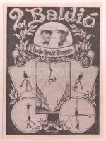 cca 1935 2 Baldió (Balogh Mihály, Diószegi Sándor) cirkuszi artisták előadási kis plakátja, ofszet, tervező: Sostarics Lajos  13×9 cm