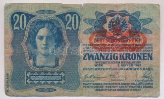 1913. 20K piros "Deutschösterreich" felülbélyegzéssel és hamis "Magyar Tanácsköztársa...