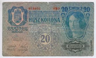 1913. 20K piros "Deutschösterreich" felülbélyegzéssel és hamis "Magyar Tanácsköztársa...