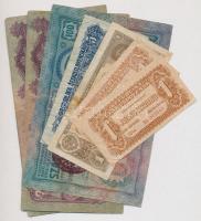 7db-os vegyes magyar és külföldi bankjegy tétel, közte 1912. 100K piros "MAGYARORSZÁG" felülbélyegzéssel , Csehszlovákia 1944. 1K (2x) T:III,III- kis szakadás 7pcs of various banknotes including Hungary 1912. 100 Korona with red "MAGYARORSZÁG" overprint, Czechoslovakia 1944. 1 Koruna (2x) C:F,VG small tear