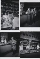 cca 1952 Budapest, árubőség a Közértben, Kotnyek Antal (1921-1990) fotóriportja, 4 db vintage negatív (6x9 cm) és az ezekről  készült 4 db mai nagyítás 10x15 cm-es fotópapírra