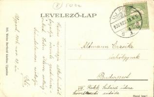 Budapest IV. Újpest, Vasút utca, Horváth Imre vendéglője, villamos. Weisz Berthold kiadása (EK)