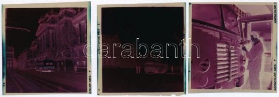 cca 1959 Budapesti trolibuszok, Kotnyek Antal (1921-1990) fotóriportja, 3 db vintage negatív (6x6 cm...