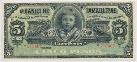 Mexikó / Tamaulipas 1902-1914. 5P H T:I- Mexico / Tamaulipas 1902-1914. 5 Pesos H C:AU Krause S429.d