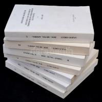 Anjou-kori Oklevéltár sorozat 7 kötete, Documenta Res Hungaricas Tempore Regum Andegavensium Illustrantia, I-IV. (1301-1317), VII-IX. (1323-24,1327) kötetek, Szerk.: Krisztó Gyula, Blazovich László, Géczi Lajos, Almási Tibor. Budapest-Szeged, 1990-1996. Kiadói papírkötésben. Jó állapotban.