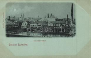 1899 Szatmárnémeti, Satu Mare; esti látkép gyárral. Reitzer János kiadása / night view with factory