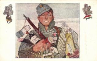 1915 I. Armee im Felde - 6 db első világháborús karácsonyi művészlap, B.K.W.I. sorozat / 6 WWI B.K.W.I. military art postcard series, Christmas greeting