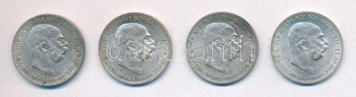 Ausztria 1912. 1K Ag "Ferenc József" + 1913. 1K Ag "Ferenc József" + 1914. 1K Ag...