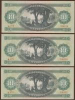 1962. 10Ft (3x) egymásutáni sorszámmal T:I