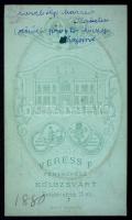 1880 Verebélyi Marzsó Katalin, később prof. Dr. Lóczy Lajosné vizitkártya méretű, feliratozott, porc...