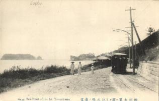 Enoshima, Island Yenoshima; Sea coast with train (gluemark)