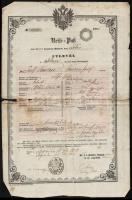 1853 Útlevél Szekszárdon kiadva / Passport