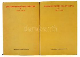 Mályusz Elemér, Borsa Iván: Zsigmondkori Oklevéltár III-IV. (1411-14) Magyar Országos Levéltár Kiadványai II. Forráskiadványok 22., 25. Bp., 1993, Akadémiai Kiadó. Kiadói egészvászon kötés, kiadói papírborítóban. Jó állapotban.