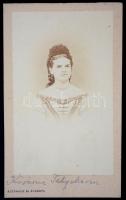 cca 1864 Kövérné Tahy Mária vizitkártya méretű fényképe Auerbach és Kozmata aradi műterméből, 10,5x6,5 cm