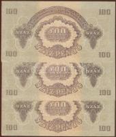 1944. "V.H." 100P (3x) egymásutáni sorszámmal T:I,I-