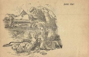 2 db RÉGI első világháborús cseh tábori posta lap, grafikák, V. H. szignóval / 2 pre-1945 WWI Czech ...