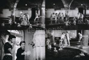 cca 1948 Budapest, Rudas női török fürdő, 12 db vintage negatív (24x36 mm) Kotnyek Antal (1921-1990) fotóriporter hagyatékából és az ezekről készített 12 db mai nagyítás, 10x15 cm